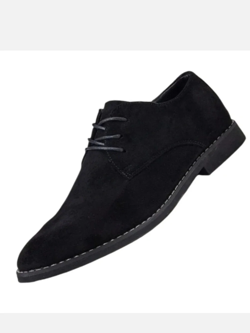 Men's Black Suede Derby Shoes — Elegant Lace-Up Oxfords Size  7.5/40